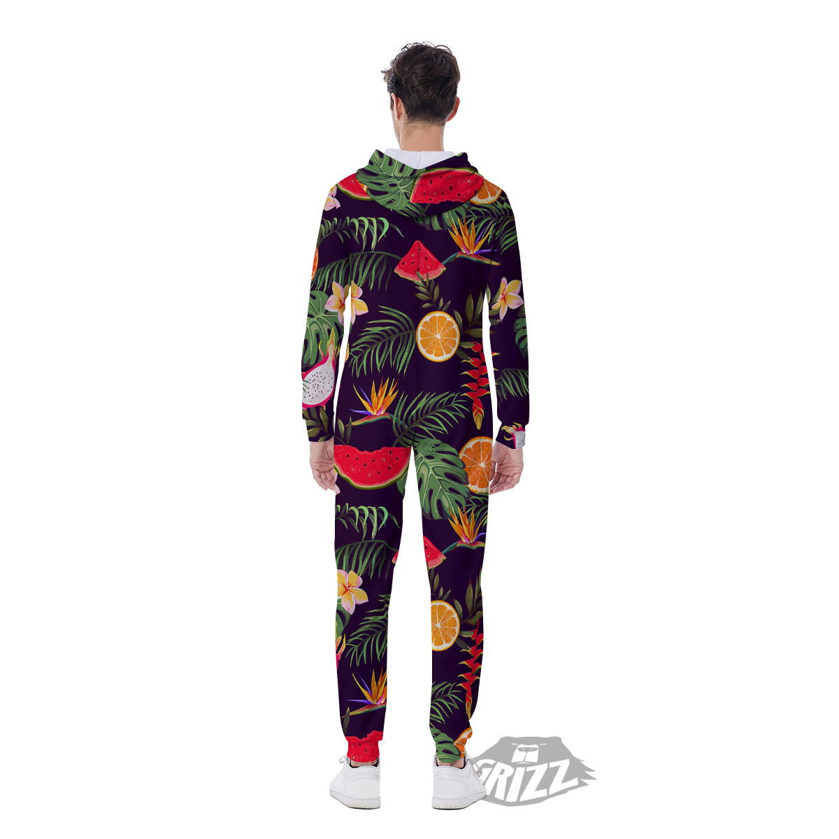 Fruits Tropical Print Pattern Men's Jumpsuit-grizzshop