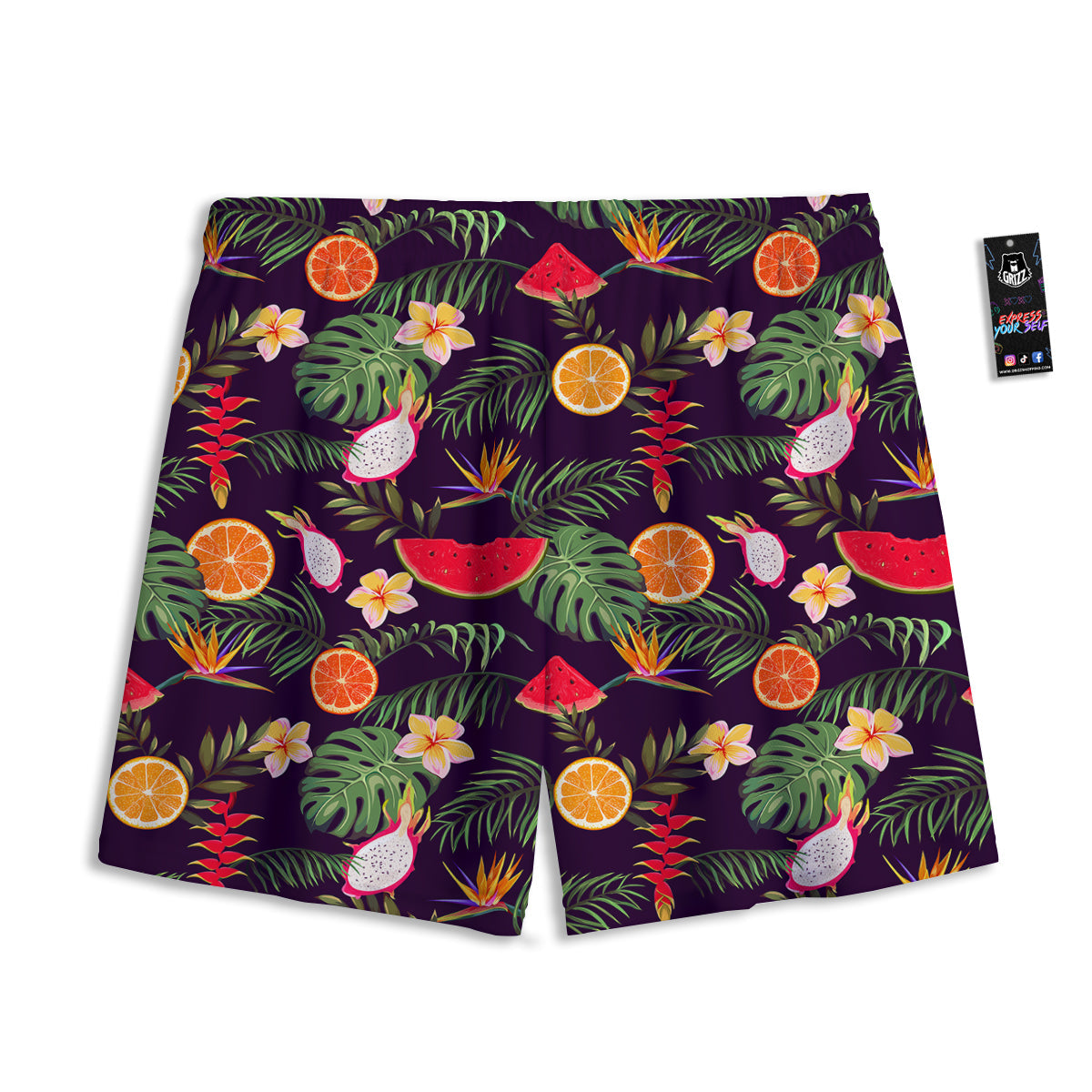 Fruits Tropical Print Pattern Mesh Shorts-grizzshop