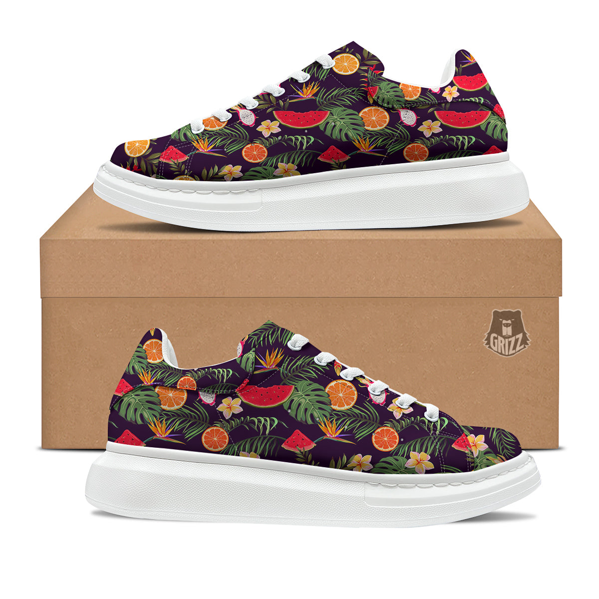 Fruits Tropical Print Pattern Platform Shoes-grizzshop