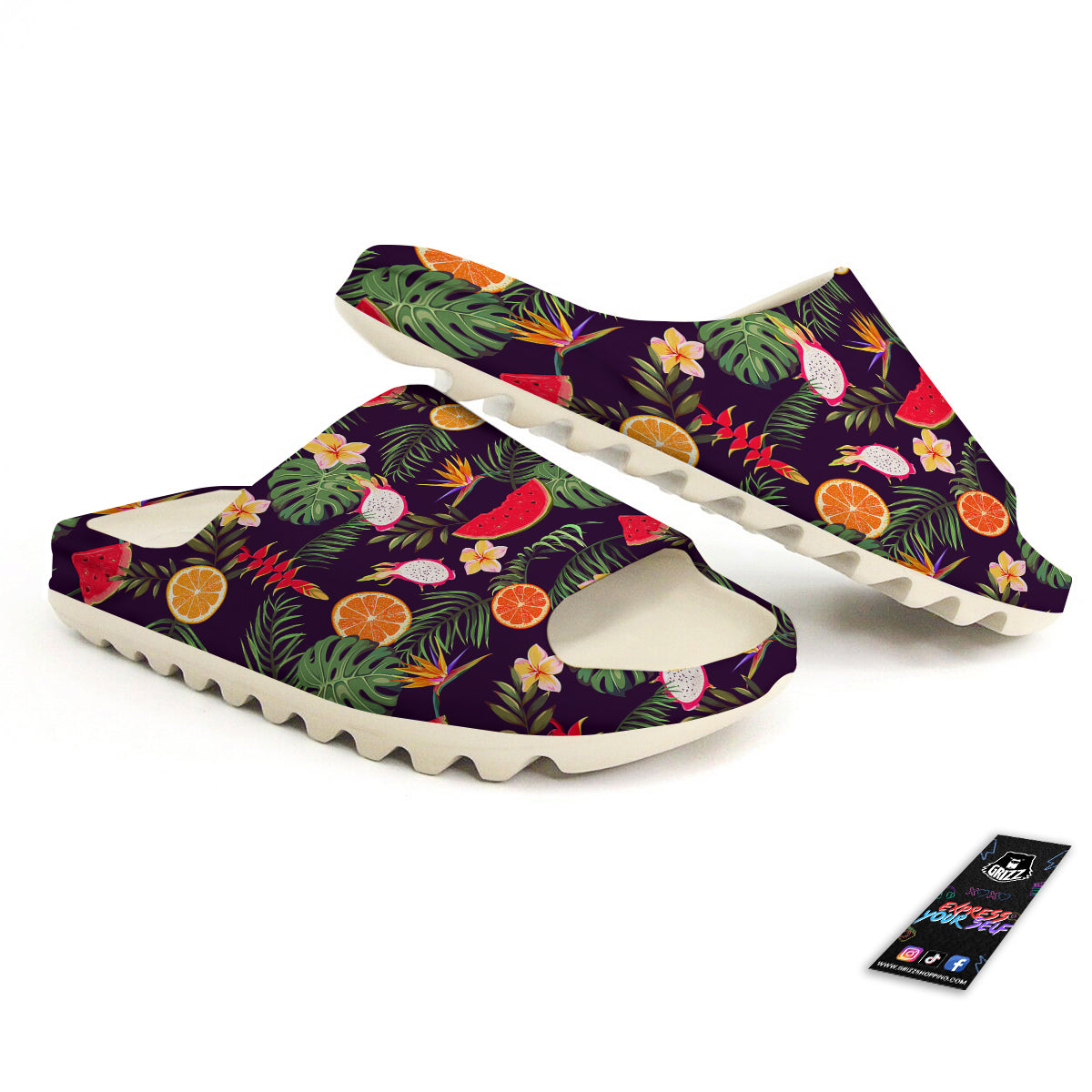 Fruits Tropical Print Pattern Sandals-grizzshop