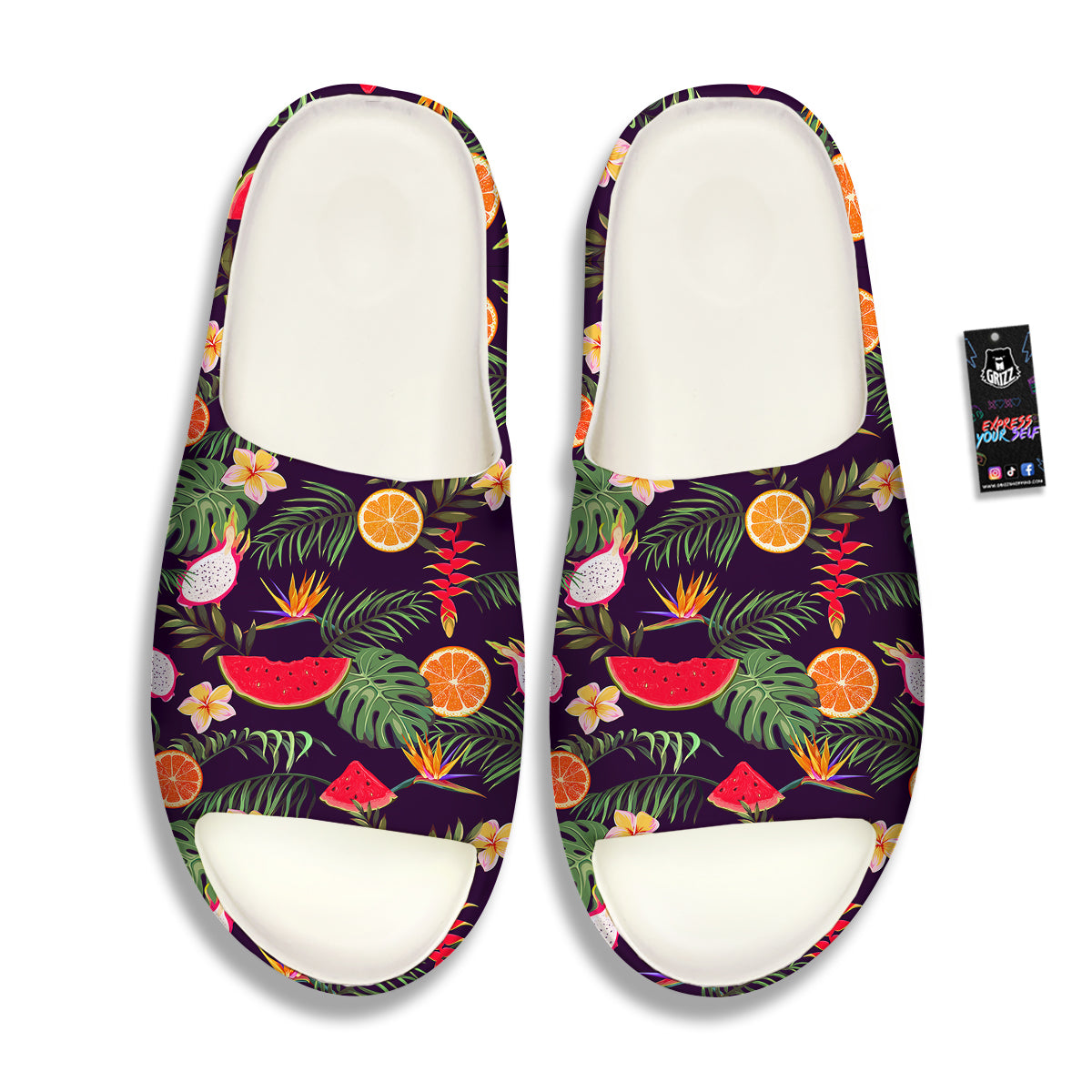 Fruits Tropical Print Pattern Sandals-grizzshop