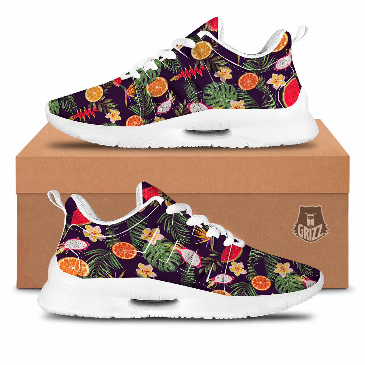 Fruits Tropical Print Pattern Tennis Shoes-grizzshop