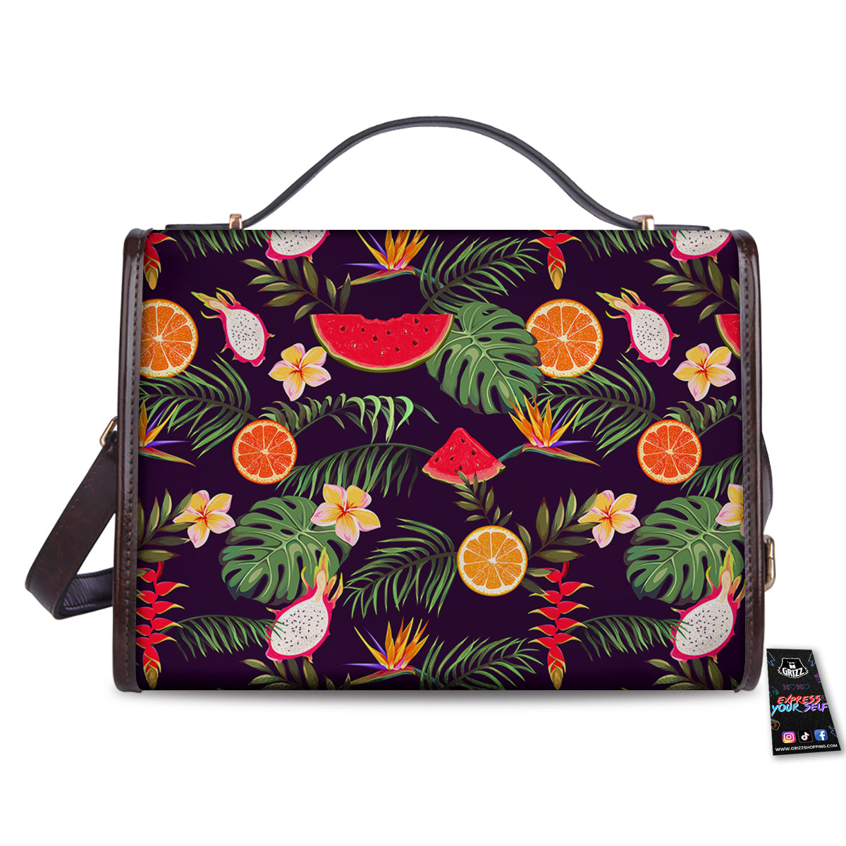 Fruits Tropical Print Pattern Women's Satchel Bag-grizzshop