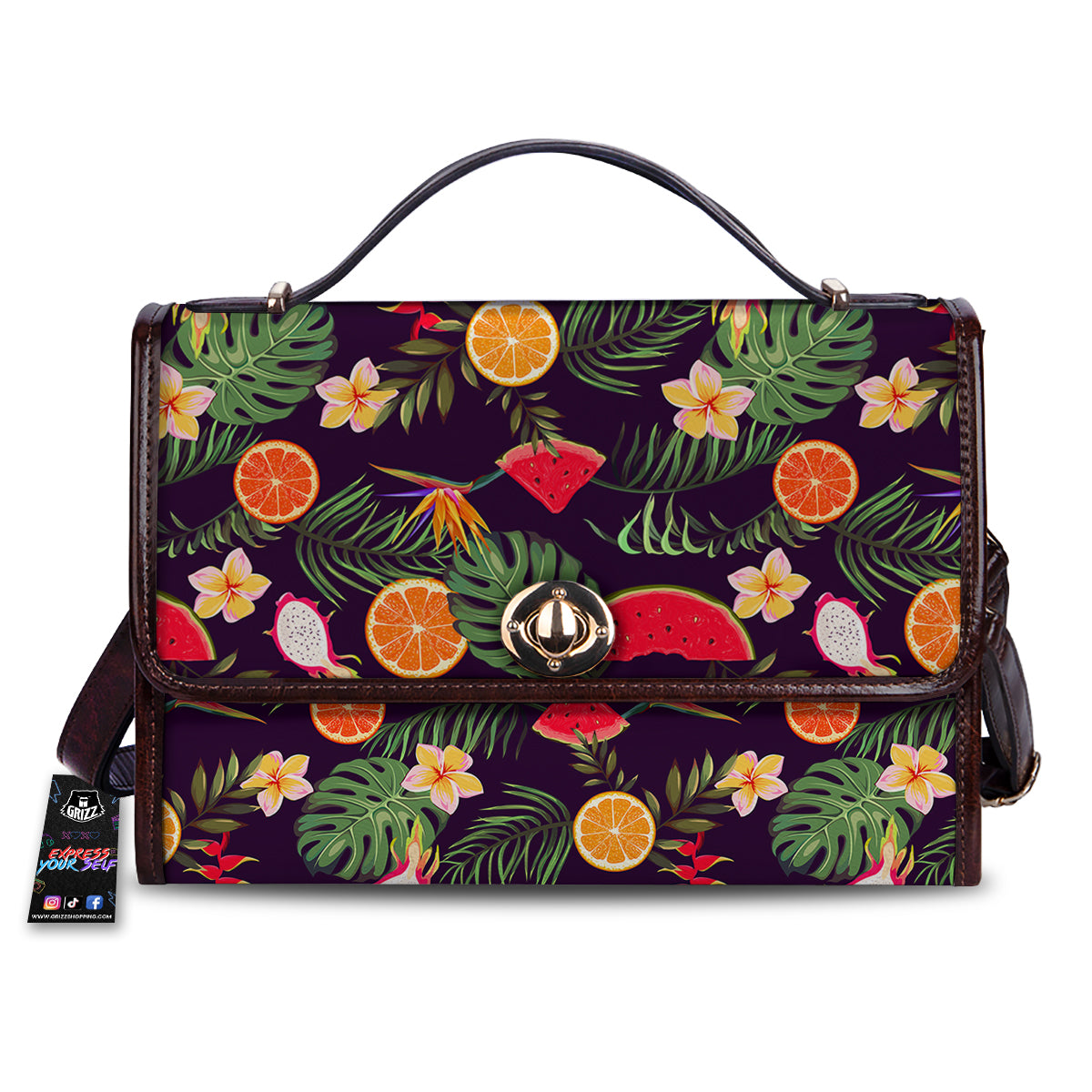 Fruits Tropical Print Pattern Women's Satchel Bag-grizzshop