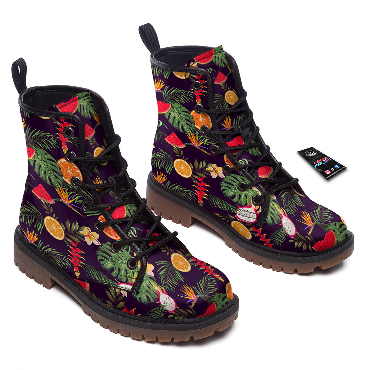 Fruits Tropical Print Pattern Work Boots-grizzshop