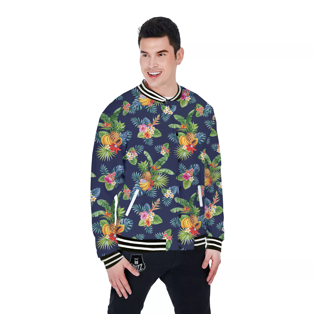 Fruits Tropical Vintage Print Pattern Baseball Jacket-grizzshop