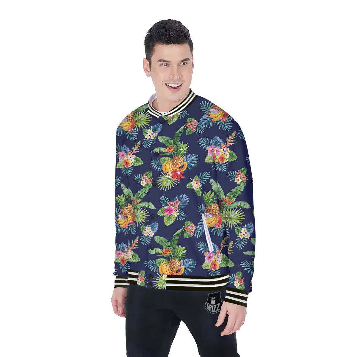 Fruits Tropical Vintage Print Pattern Baseball Jacket-grizzshop