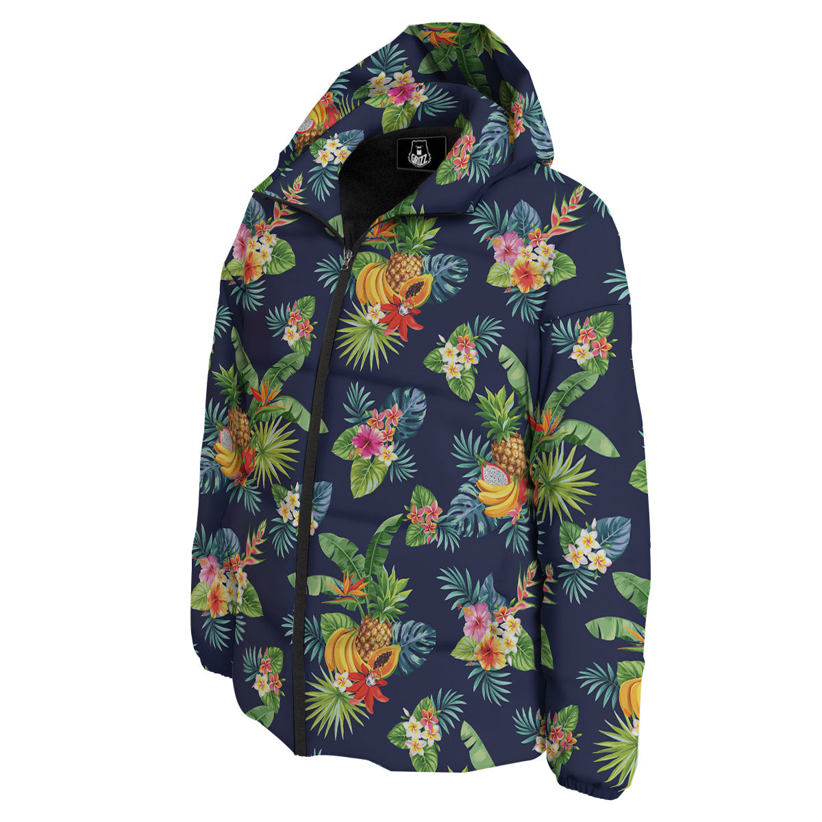 Fruits Tropical Vintage Print Pattern Down Jacket-grizzshop