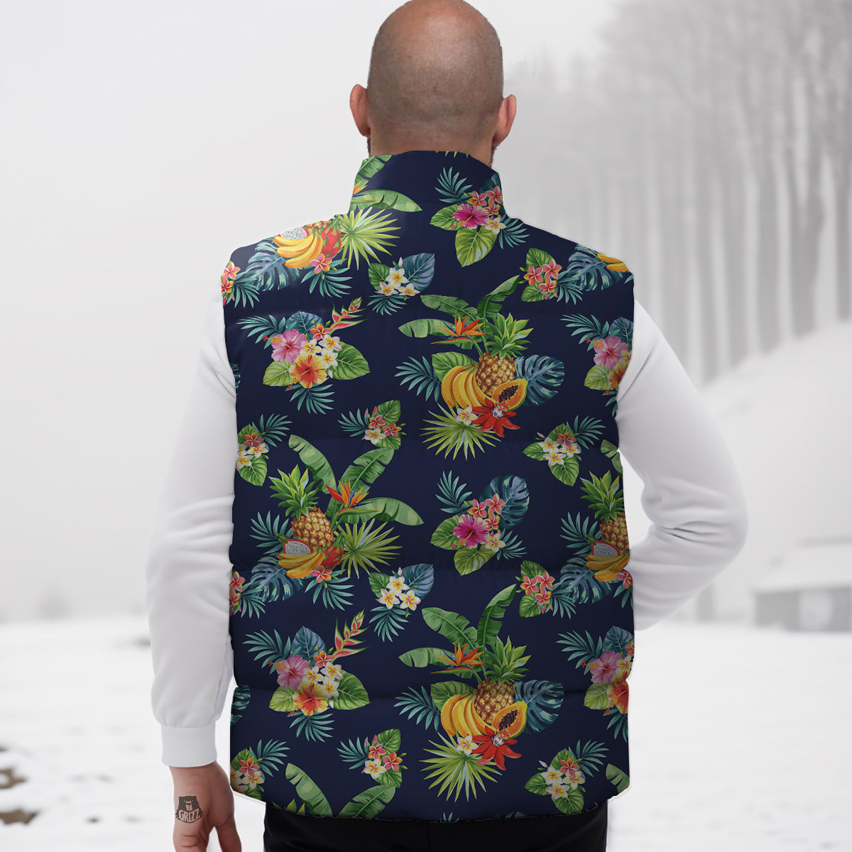 Fruits Tropical Vintage Print Pattern Down Vest-grizzshop