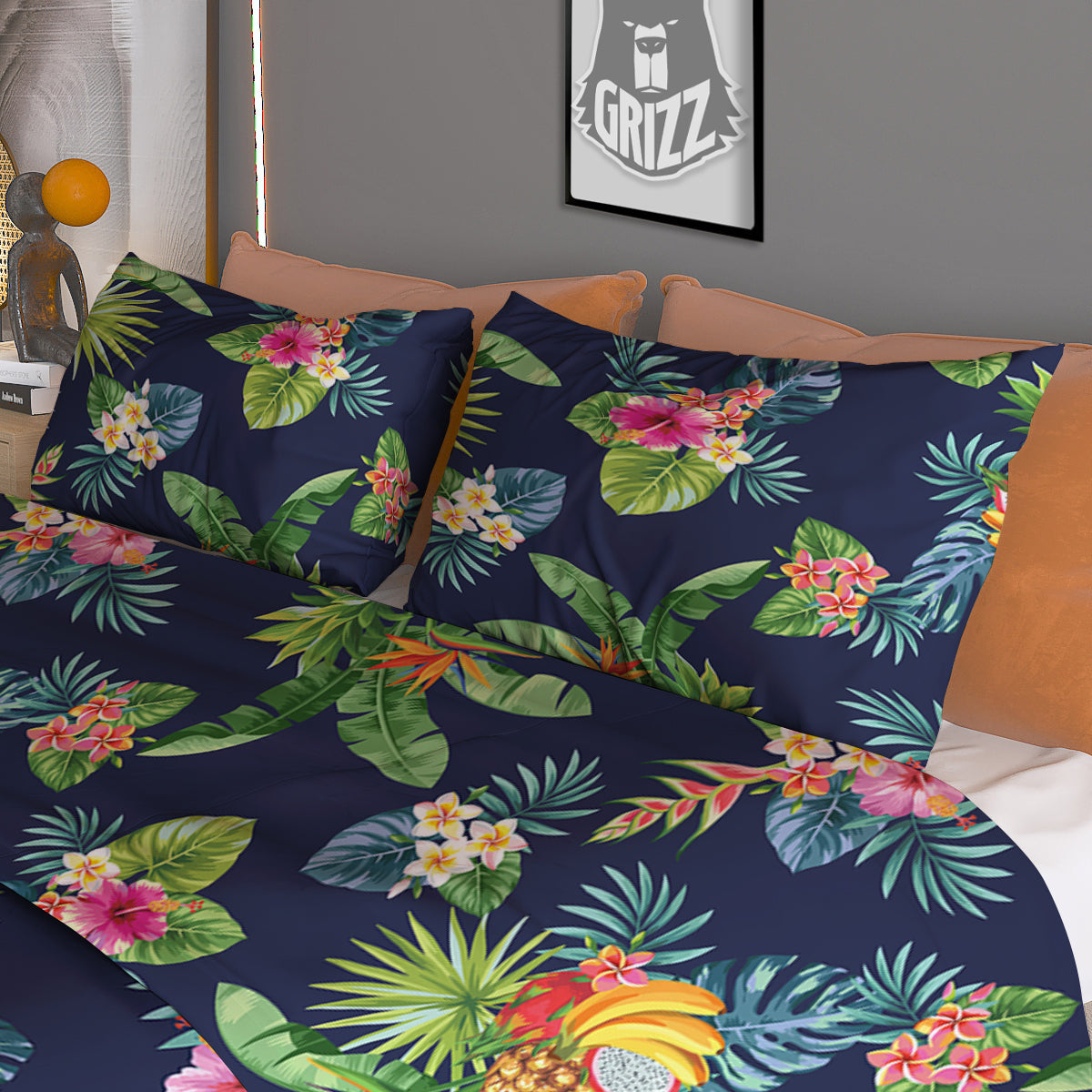 Fruits Tropical Vintage Print Pattern Duvet Cover Bedding Set-grizzshop
