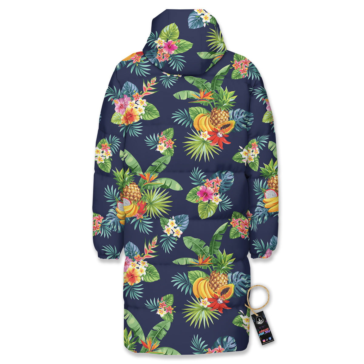 Fruits Tropical Vintage Print Pattern Long Down Jacket-grizzshop