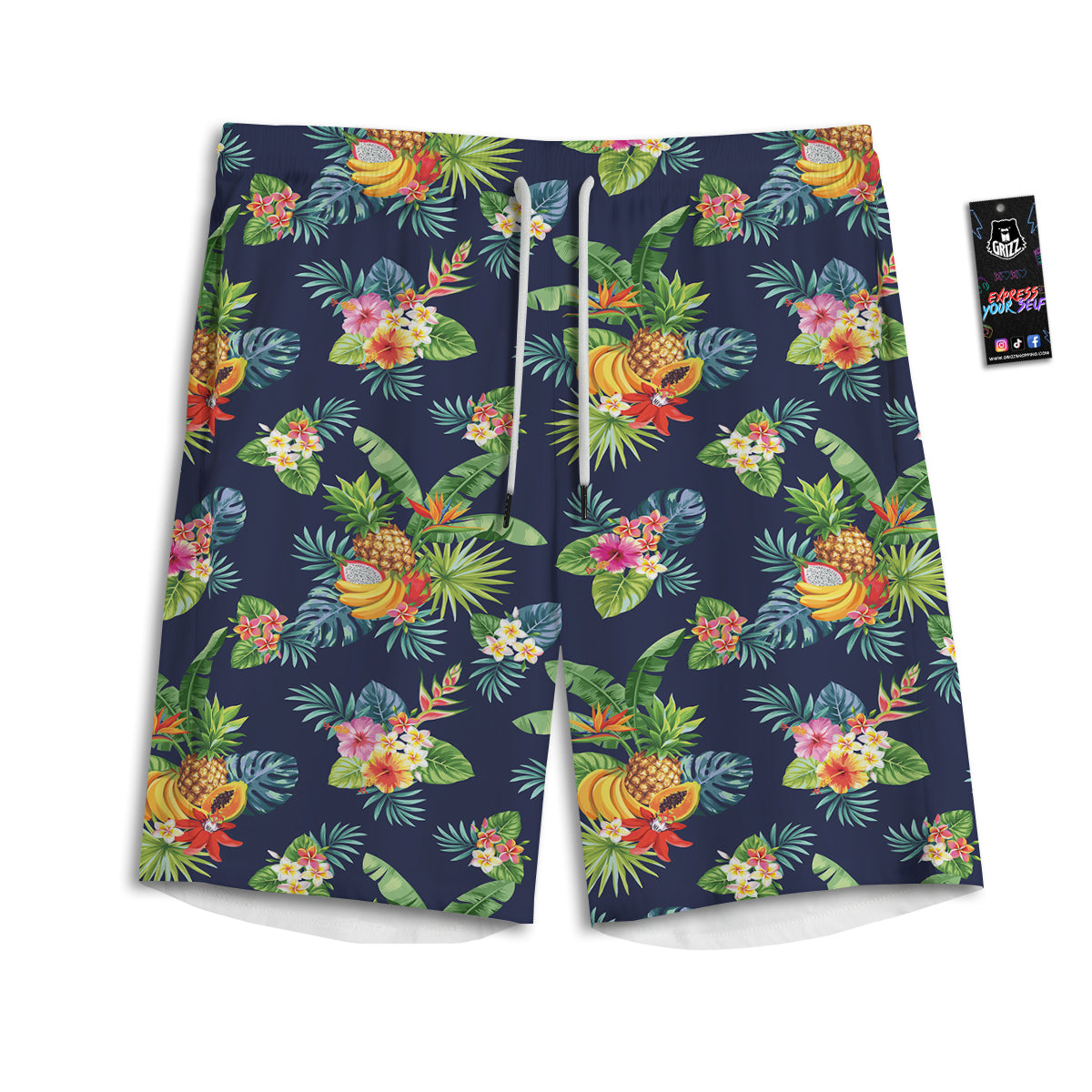 Fruits Tropical Vintage Print Pattern Men's Athletic Shorts-grizzshop