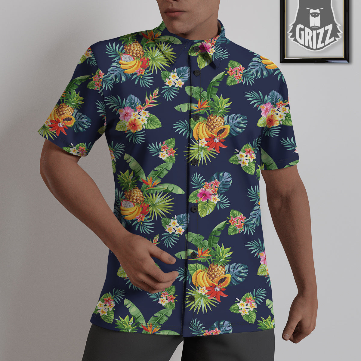 Fruits Tropical Vintage Print Pattern Untucked Shirts-grizzshop