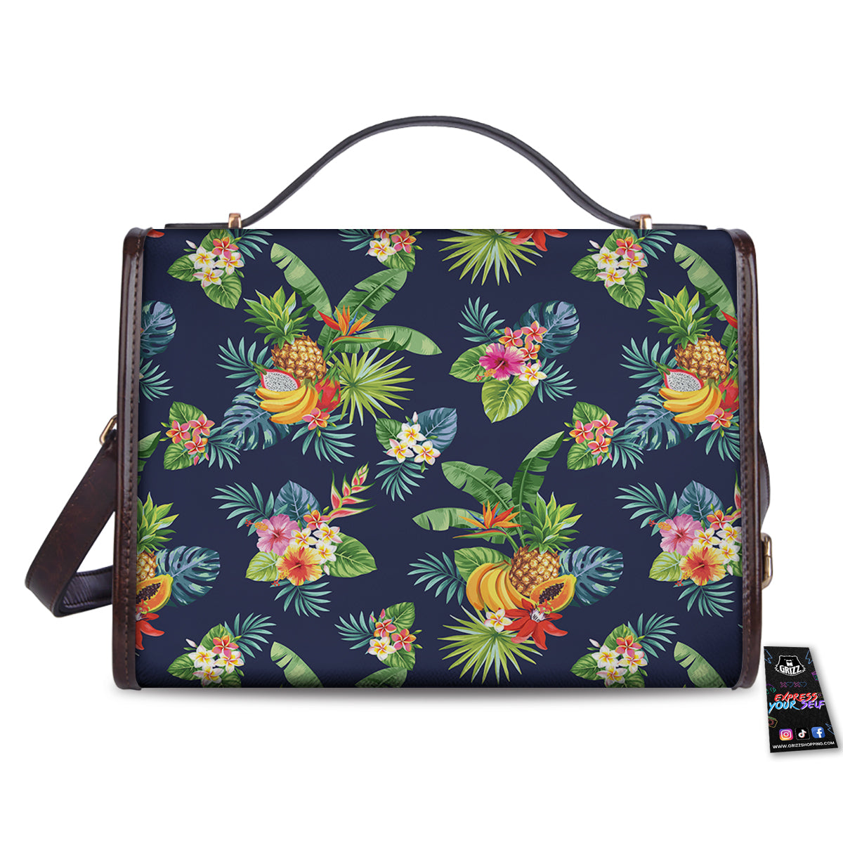 Fruits Tropical Vintage Print Pattern Women's Satchel Bag-grizzshop