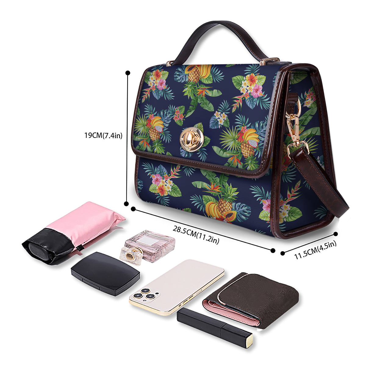 Fruits Tropical Vintage Print Pattern Women's Satchel Bag-grizzshop