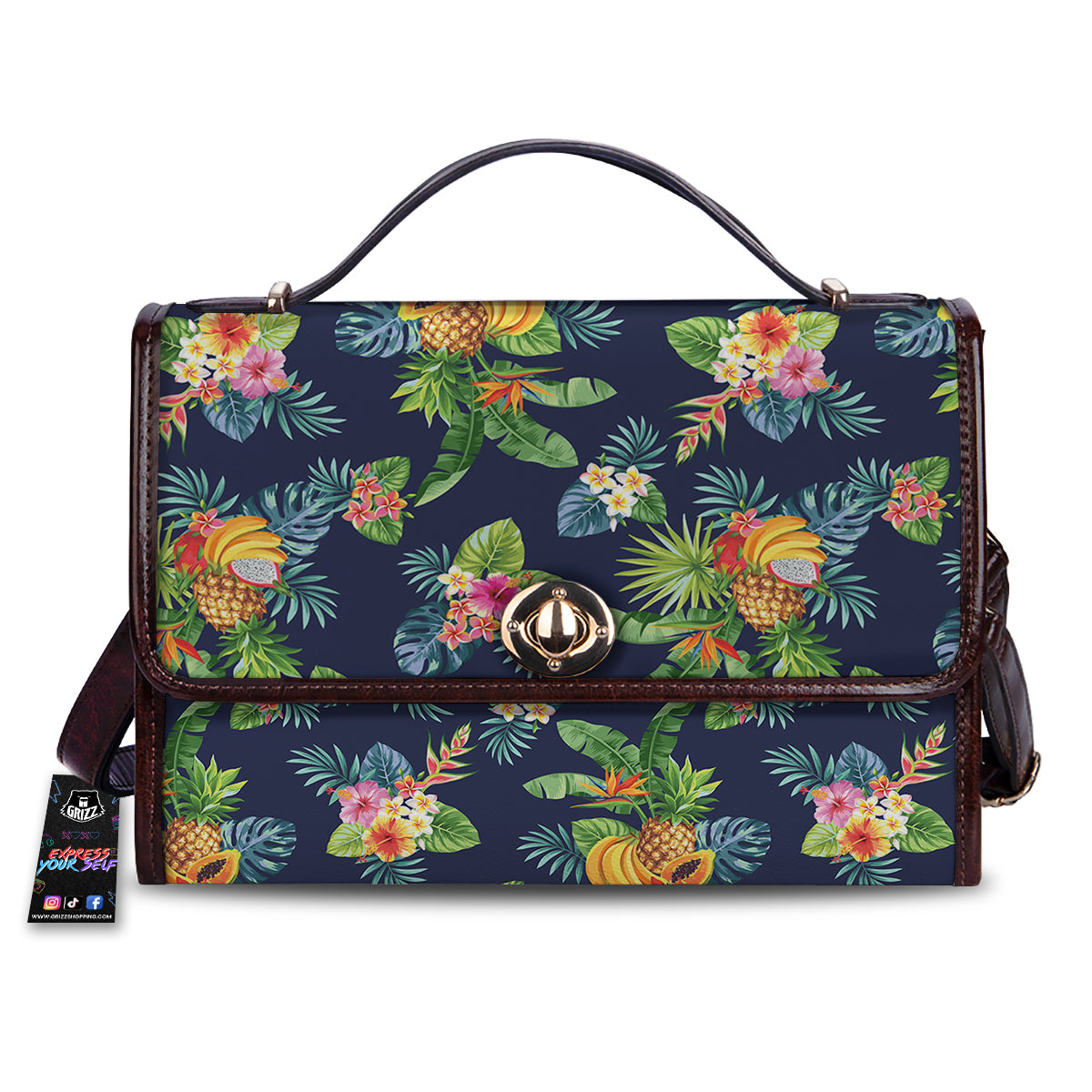 Fruits Tropical Vintage Print Pattern Women's Satchel Bag-grizzshop