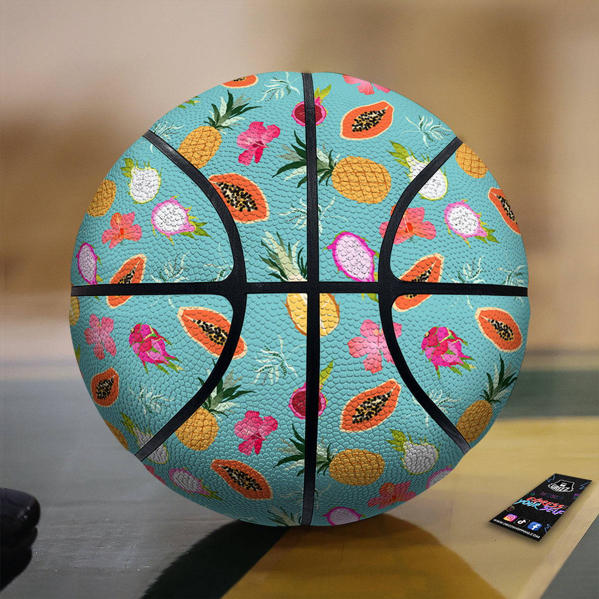 Fruits Turquoise Hawaiian Print Pattern Basketball