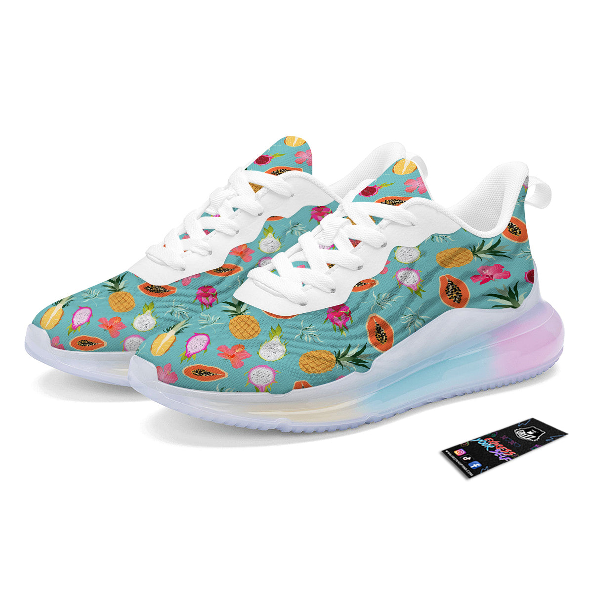 Fruits Turquoise Hawaiian Print Pattern Running Sneakers-grizzshop