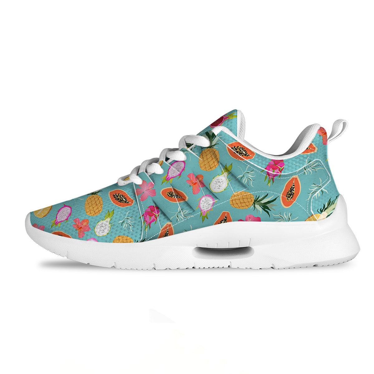 Fruits Turquoise Hawaiian Print Pattern Tennis Shoes-grizzshop