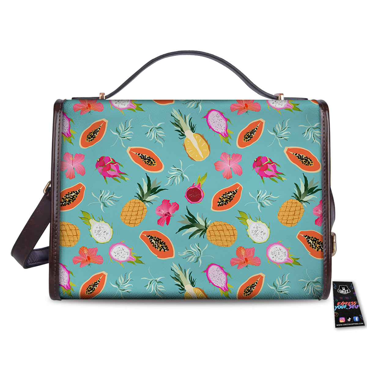 Fruits Turquoise Hawaiian Print Pattern Women's Satchel Bag