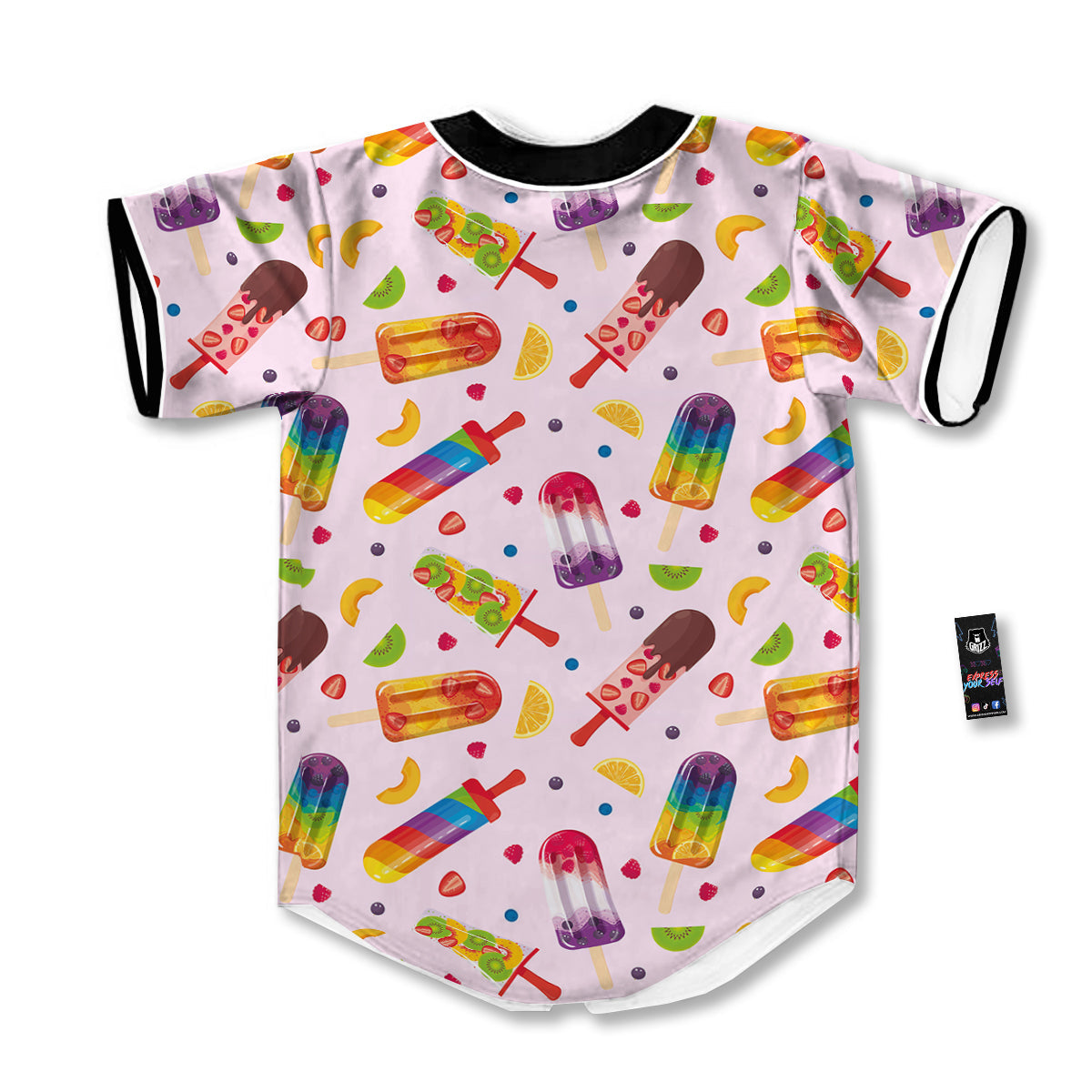 Fruity Ice Cream Print Pattern Baseball Jersey-grizzshop