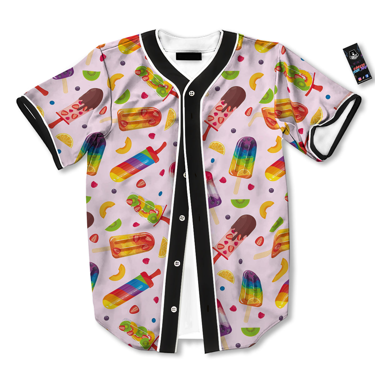 Fruity Ice Cream Print Pattern Baseball Jersey-grizzshop