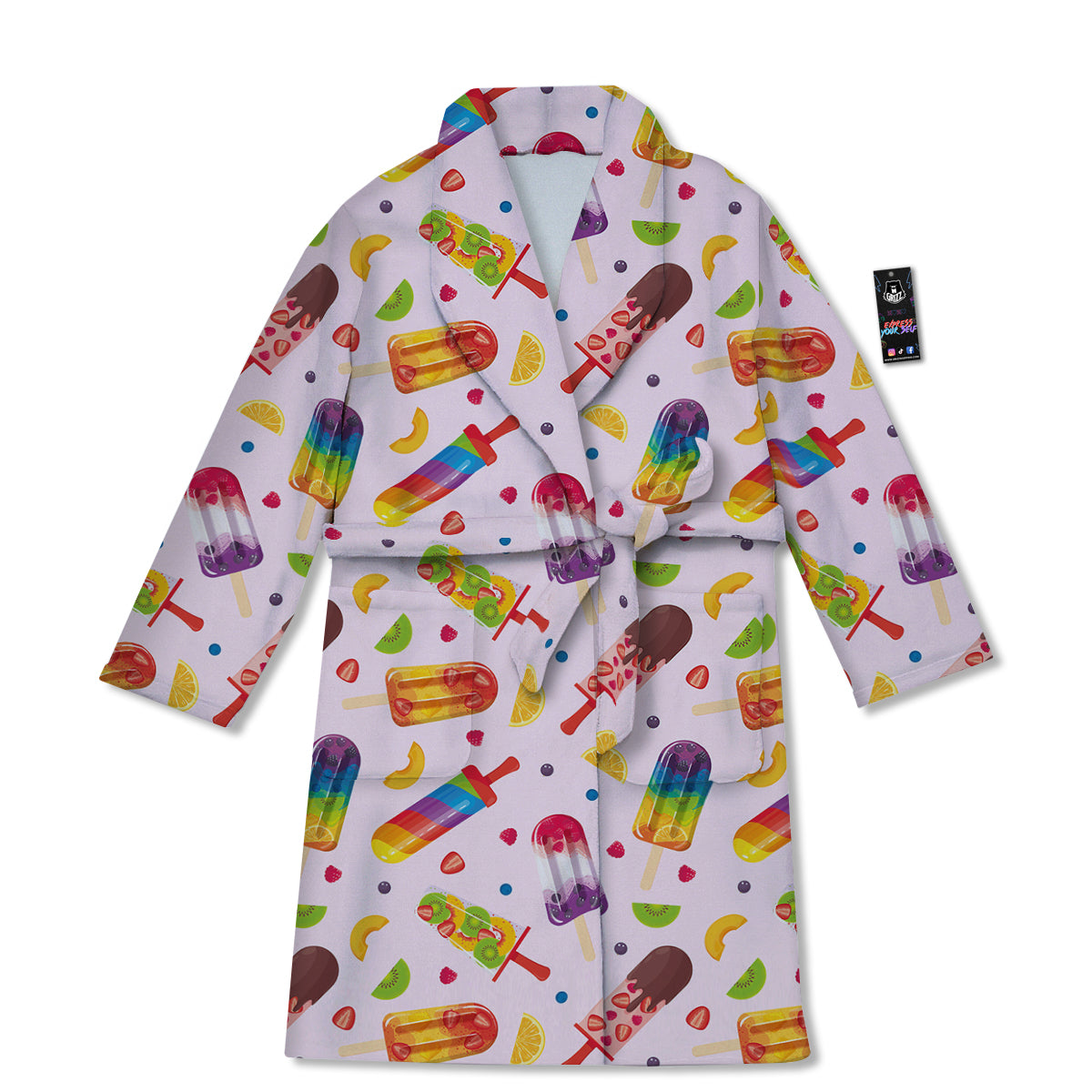 Fruity Ice Cream Print Pattern Bathrobe-grizzshop