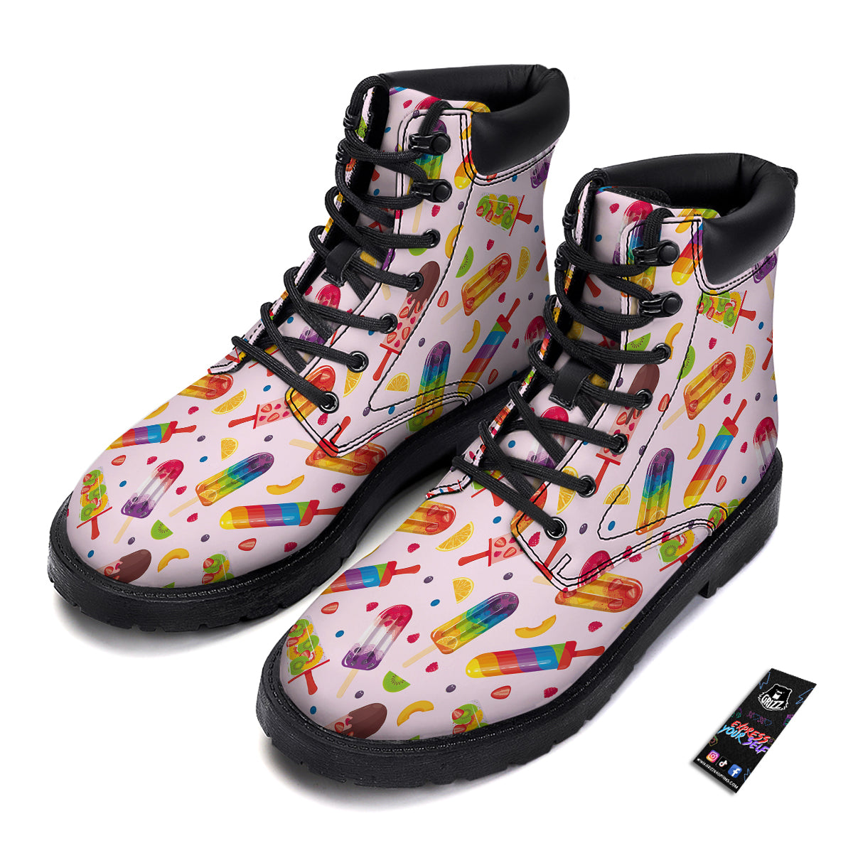Fruity Ice Cream Print Pattern Boots-grizzshop