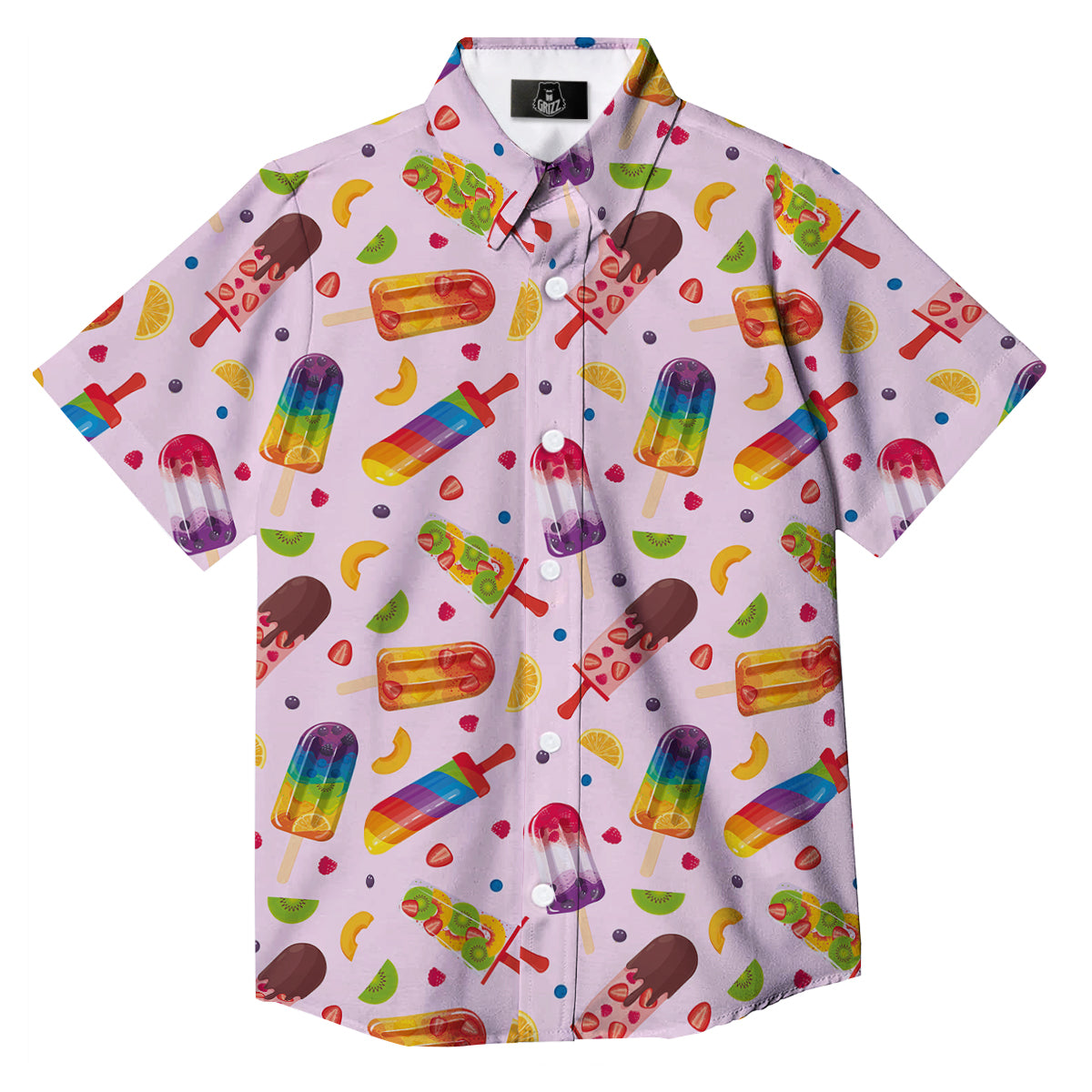 Fruity Ice Cream Print Pattern Button Up Shirt-grizzshop