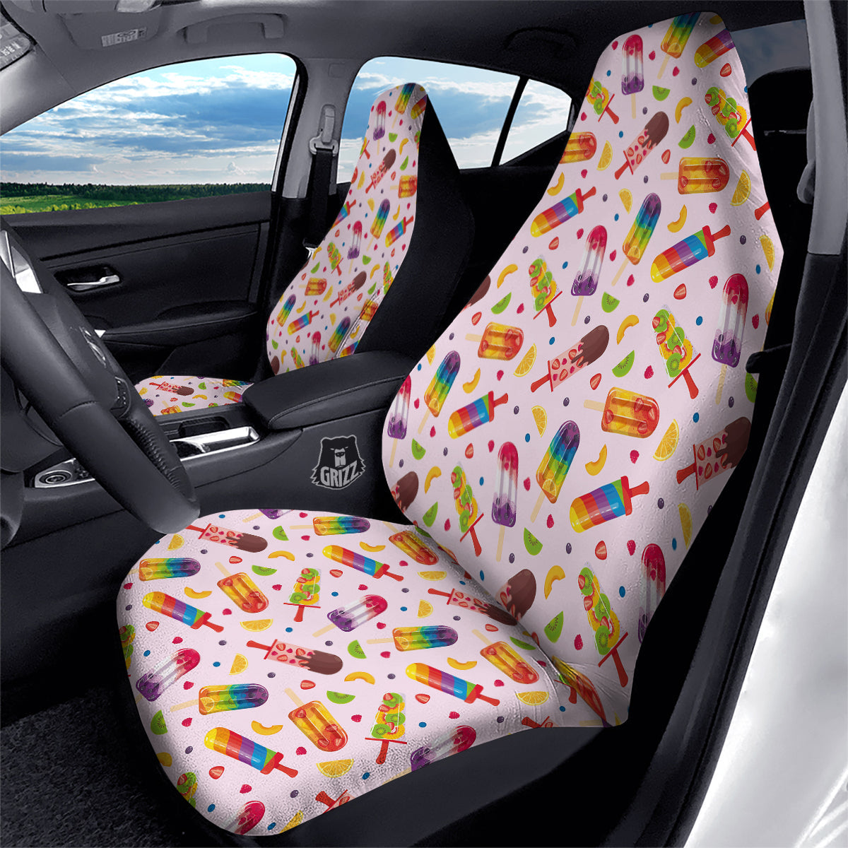 Fruity Ice Cream Print Pattern Car Seat Covers-grizzshop