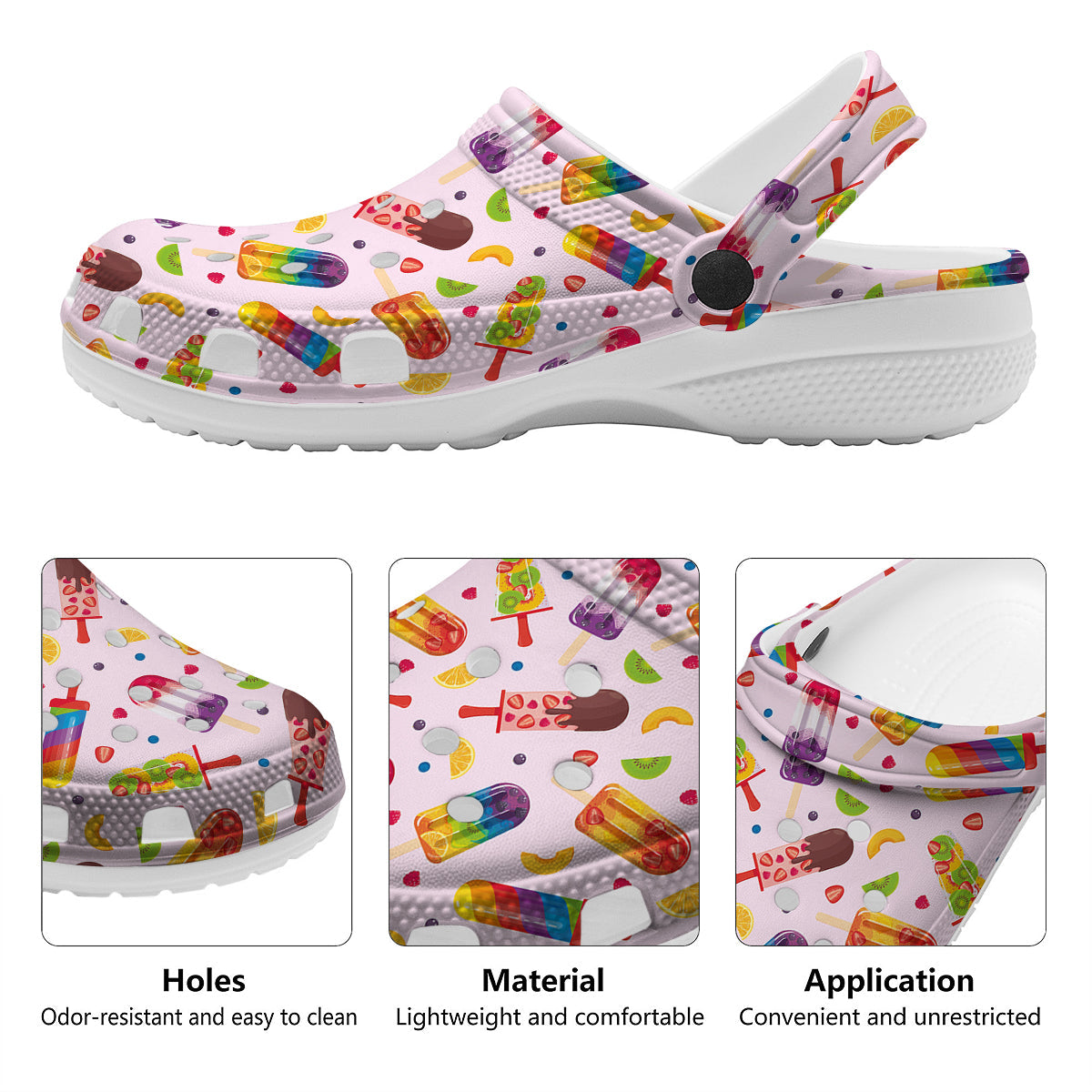 Fruity Ice Cream Print Pattern Clog-grizzshop