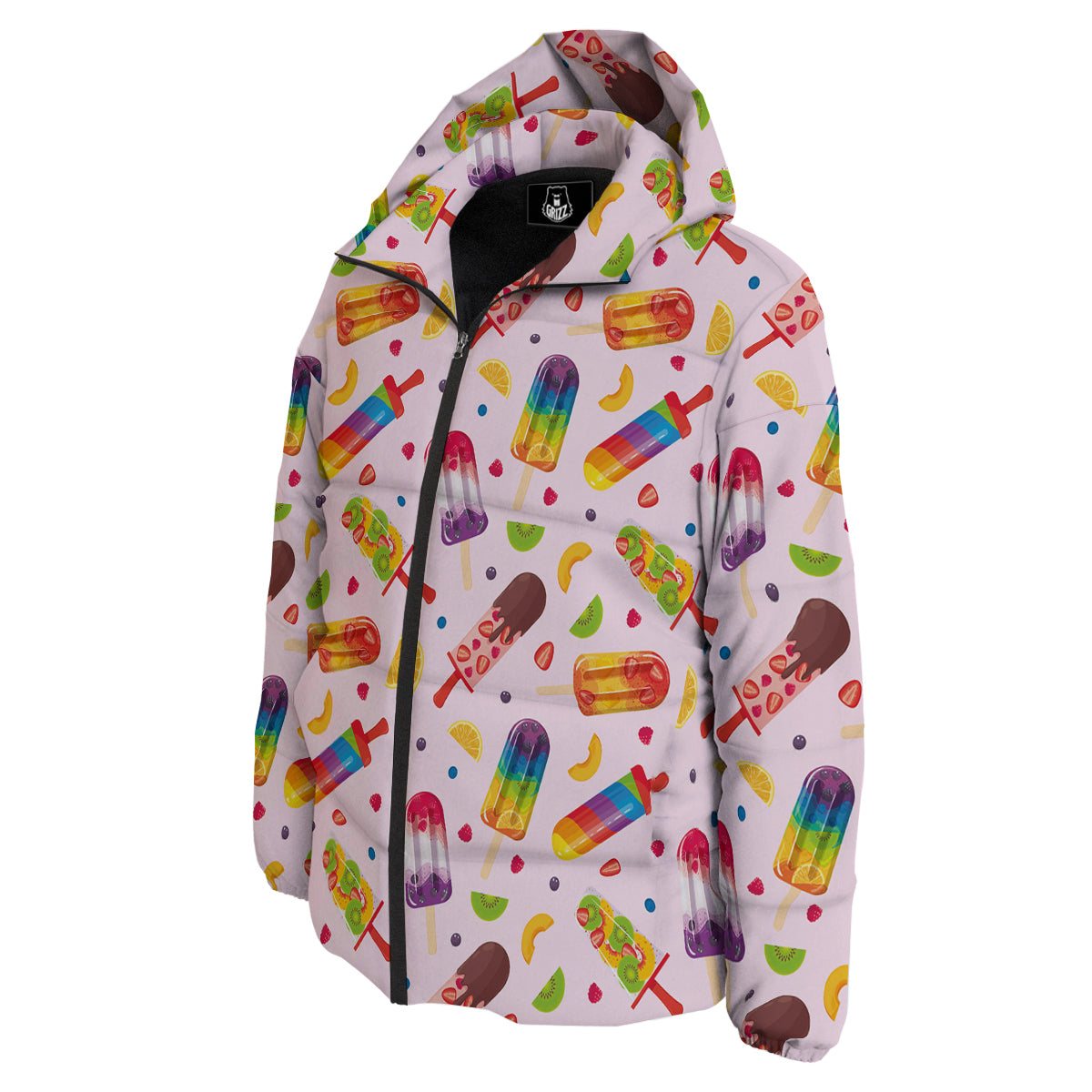 Fruity Ice Cream Print Pattern Down Jacket-grizzshop