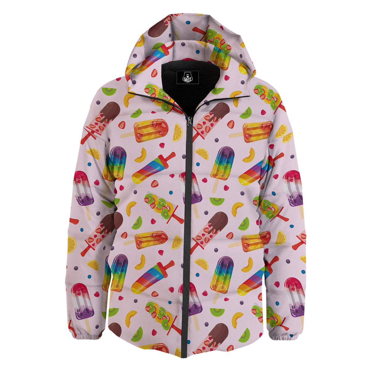 Fruity Ice Cream Print Pattern Down Jacket-grizzshop