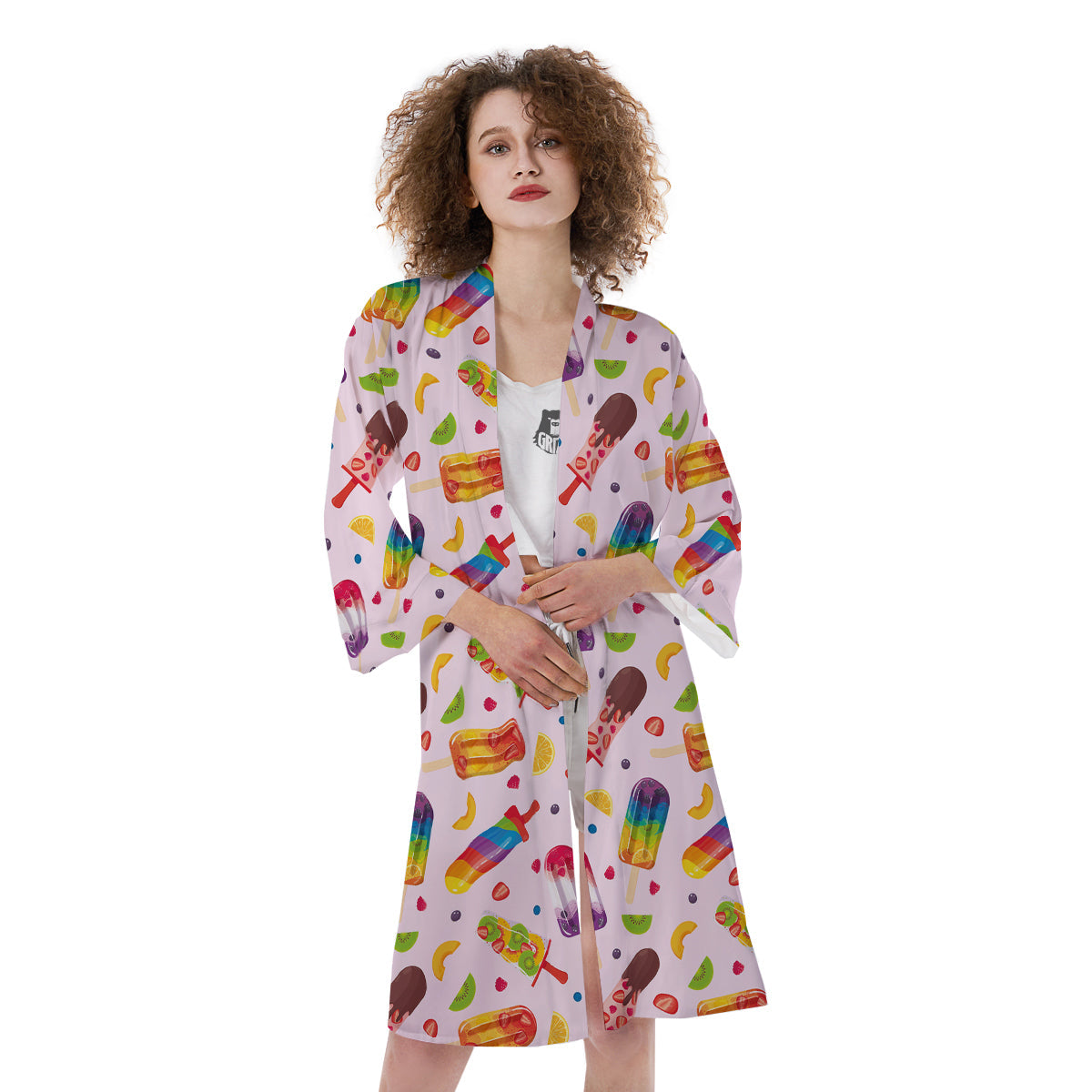 Fruity Ice Cream Print Pattern Kimono-grizzshop