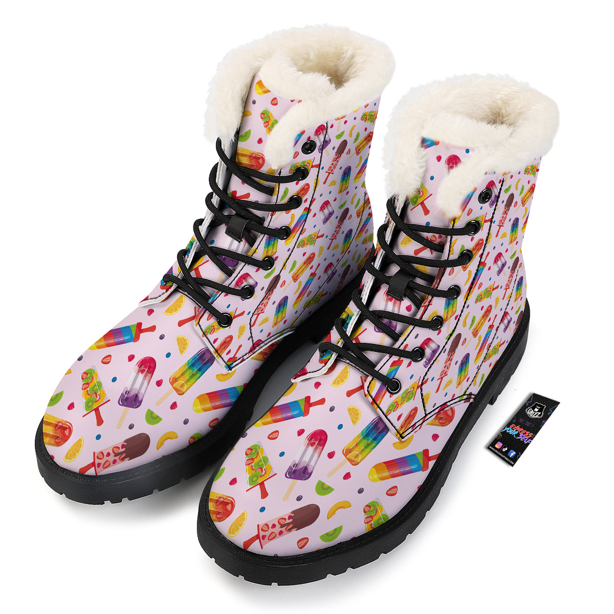 Fruity Ice Cream Print Pattern Winter Boots-grizzshop