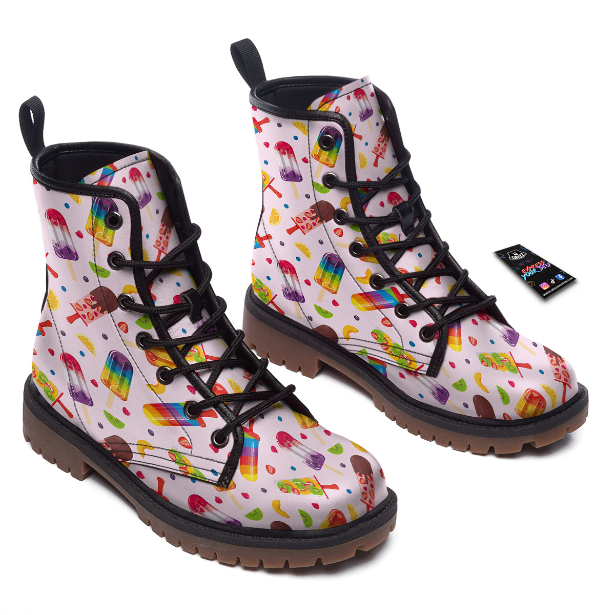 Fruity Ice Cream Print Pattern Work Boots-grizzshop