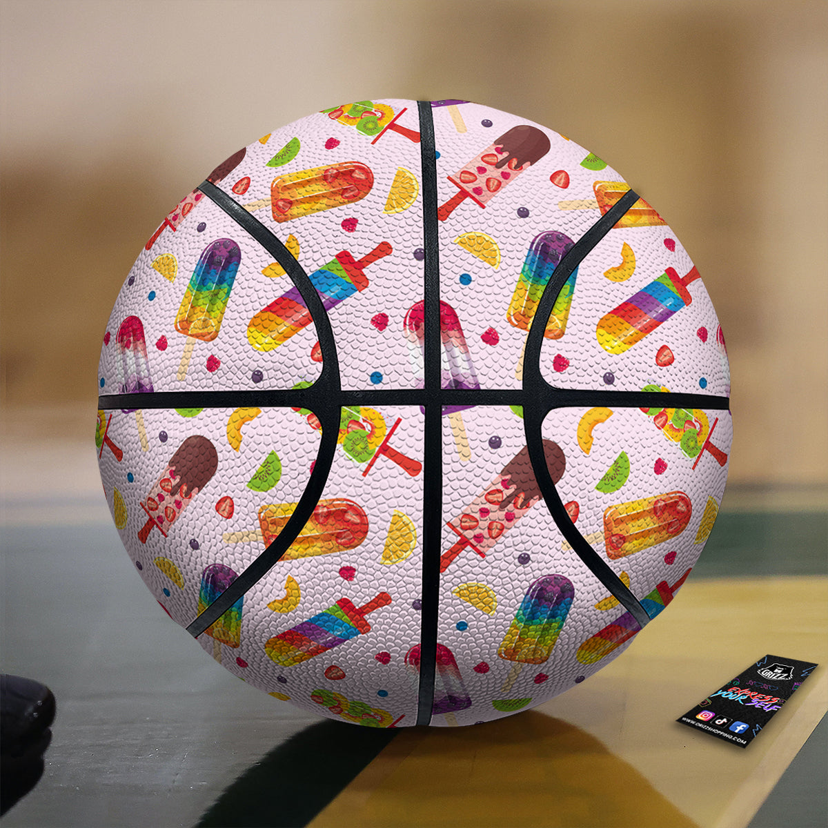 Fruity Ice Cream Print Pattern Basketball