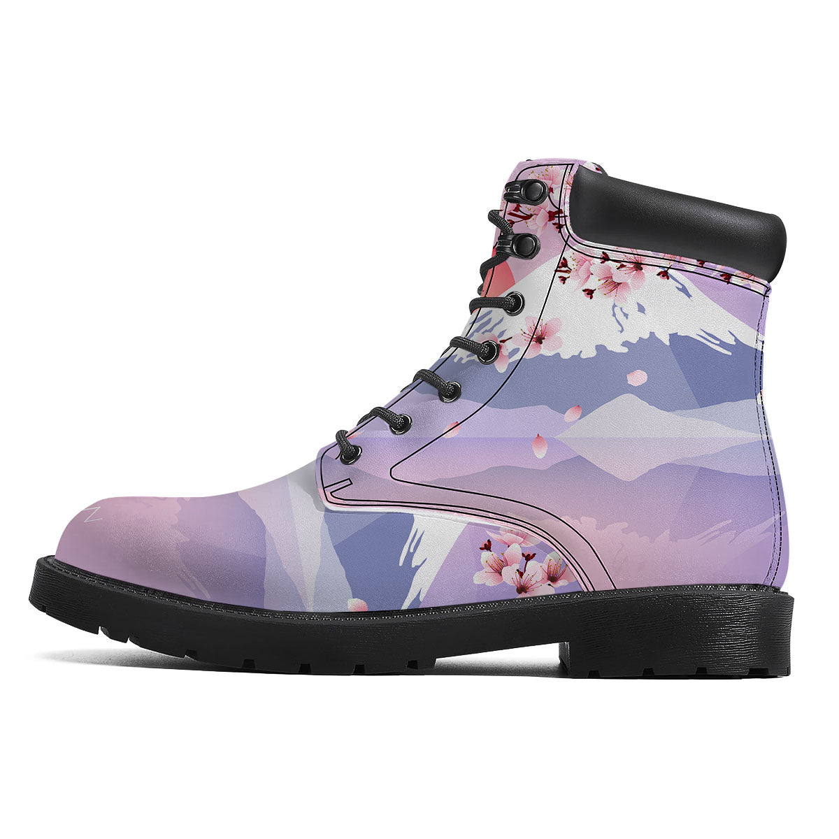 Fuji Mount And Cherry Blossom Print Boots-grizzshop