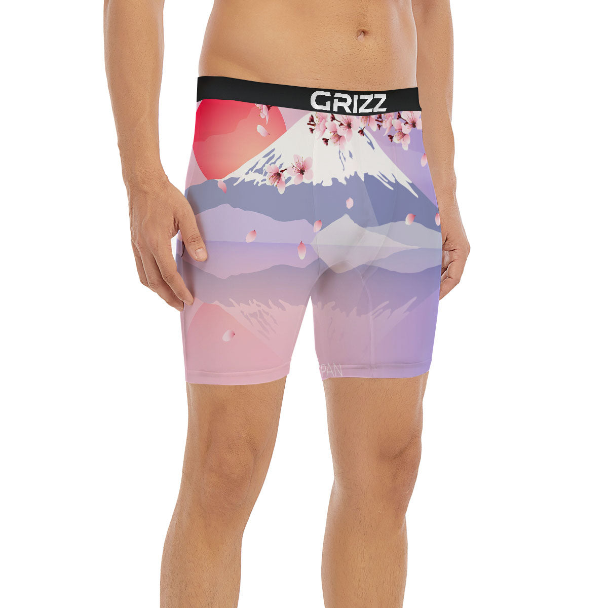 Fuji Mount And Cherry Blossom Print Boxer Briefs-grizzshop