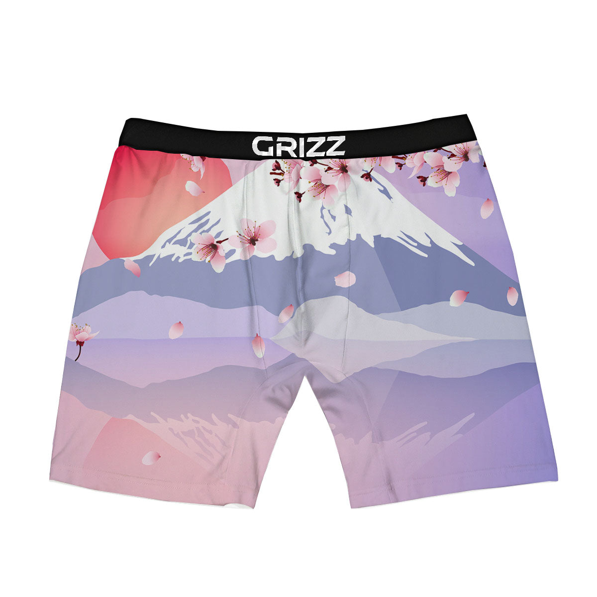 Fuji Mount And Cherry Blossom Print Boxer Briefs-grizzshop