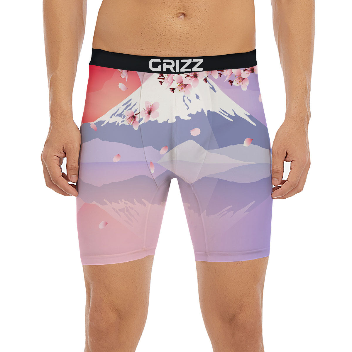 Fuji Mount And Cherry Blossom Print Boxer Briefs-grizzshop