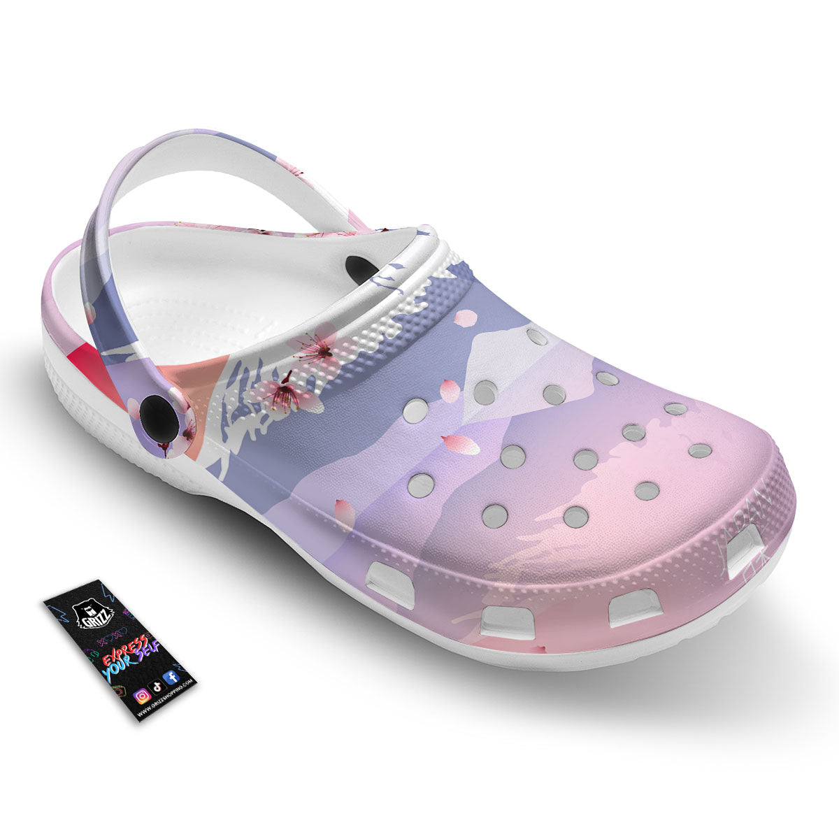 Fuji Mount And Cherry Blossom Print Clog-grizzshop