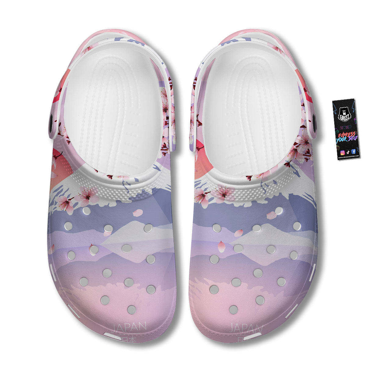 Fuji Mount And Cherry Blossom Print Clog-grizzshop