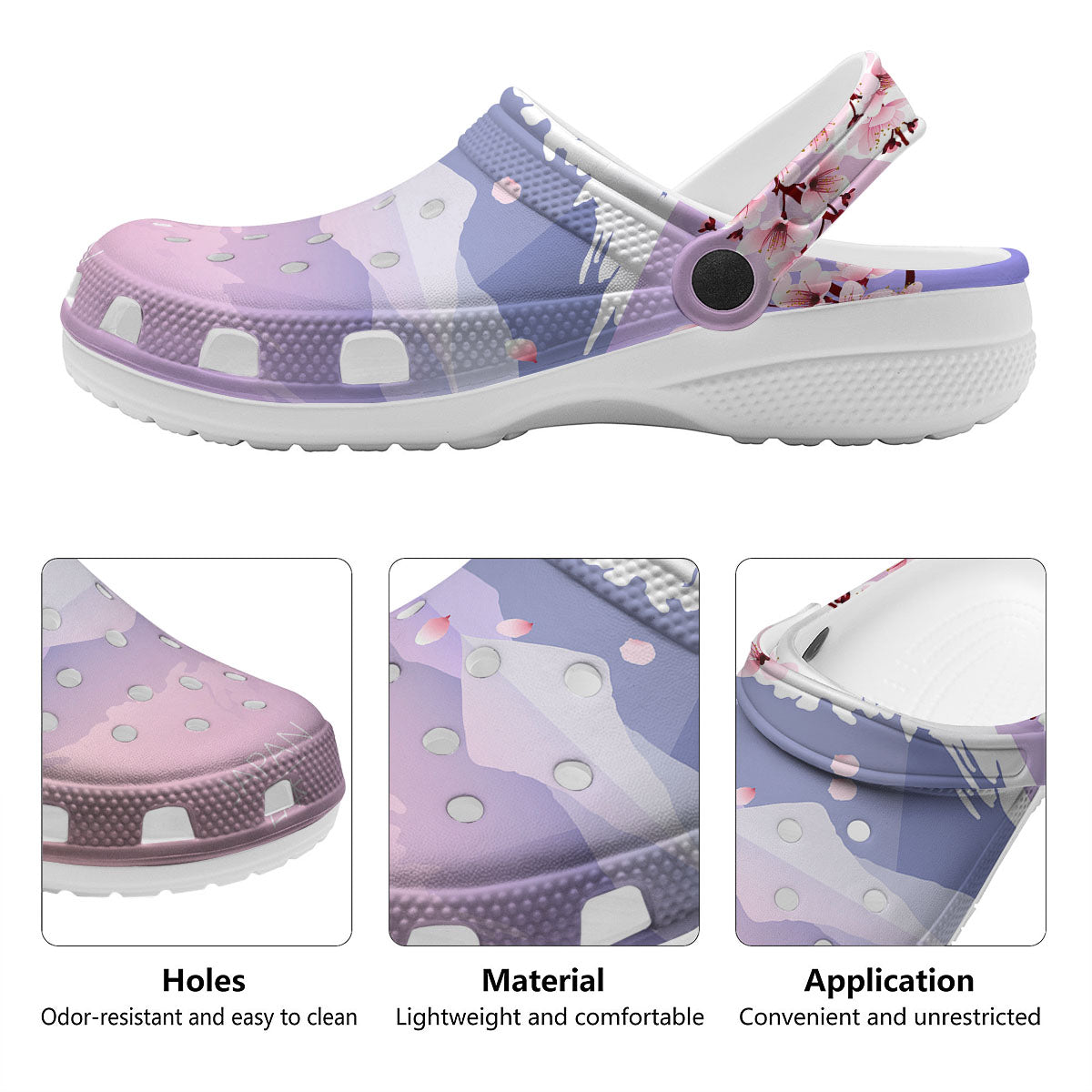 Fuji Mount And Cherry Blossom Print Clog-grizzshop