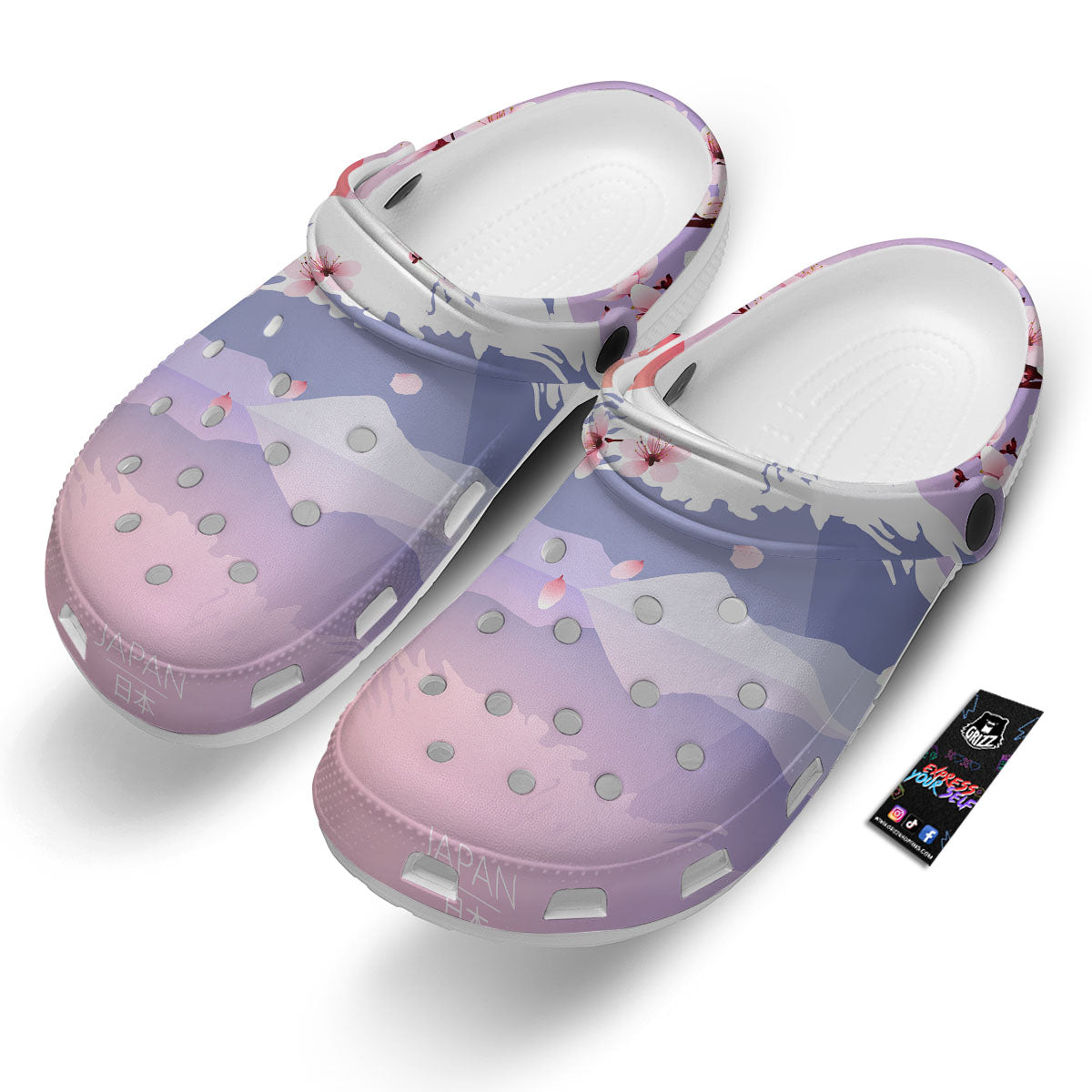 Fuji Mount And Cherry Blossom Print Clog-grizzshop