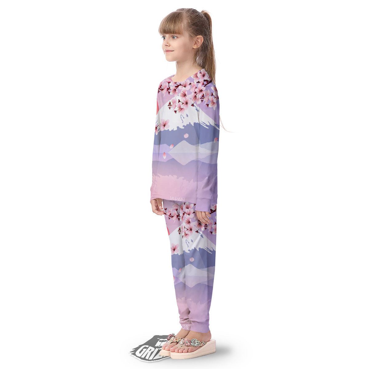 Fuji Mount And Cherry Blossom Print Kid's Pajamas-grizzshop