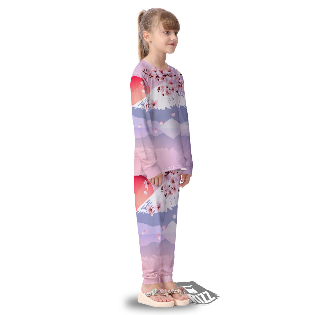 Fuji Mount And Cherry Blossom Print Kid's Pajamas-grizzshop