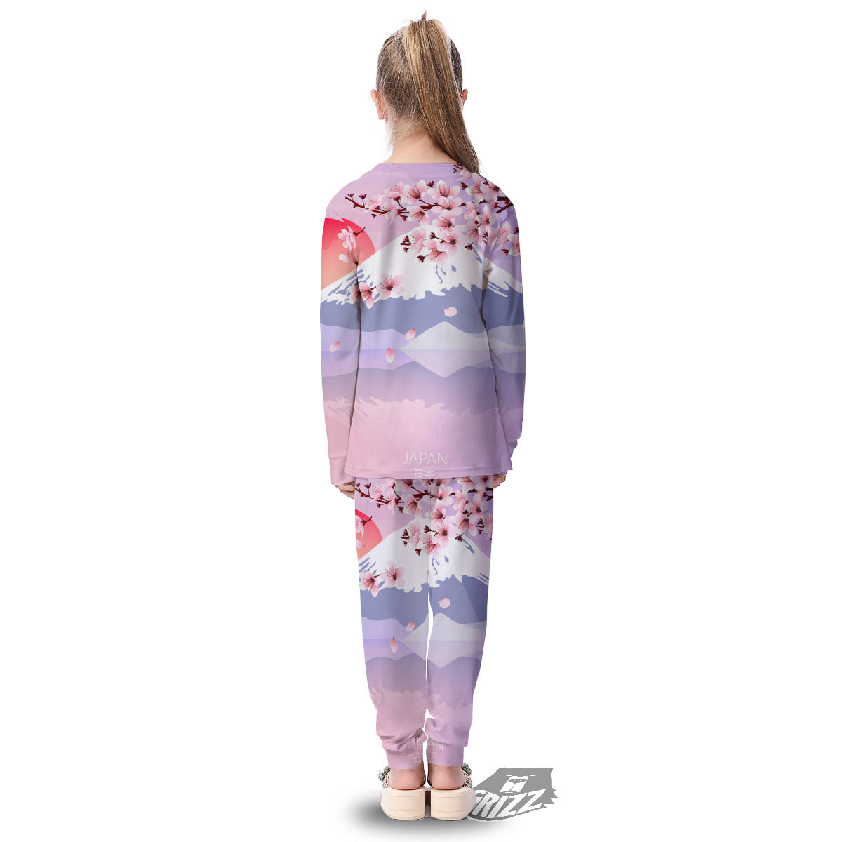 Fuji Mount And Cherry Blossom Print Kid's Pajamas-grizzshop