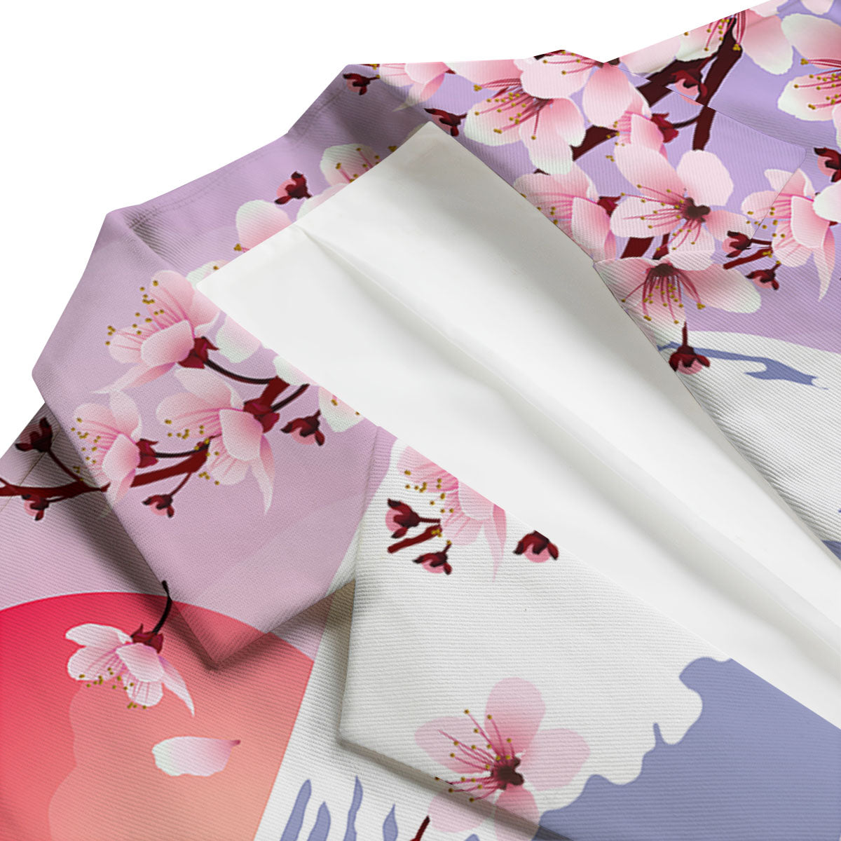 Fuji Mount And Cherry Blossom Print Men's Blazer-grizzshop