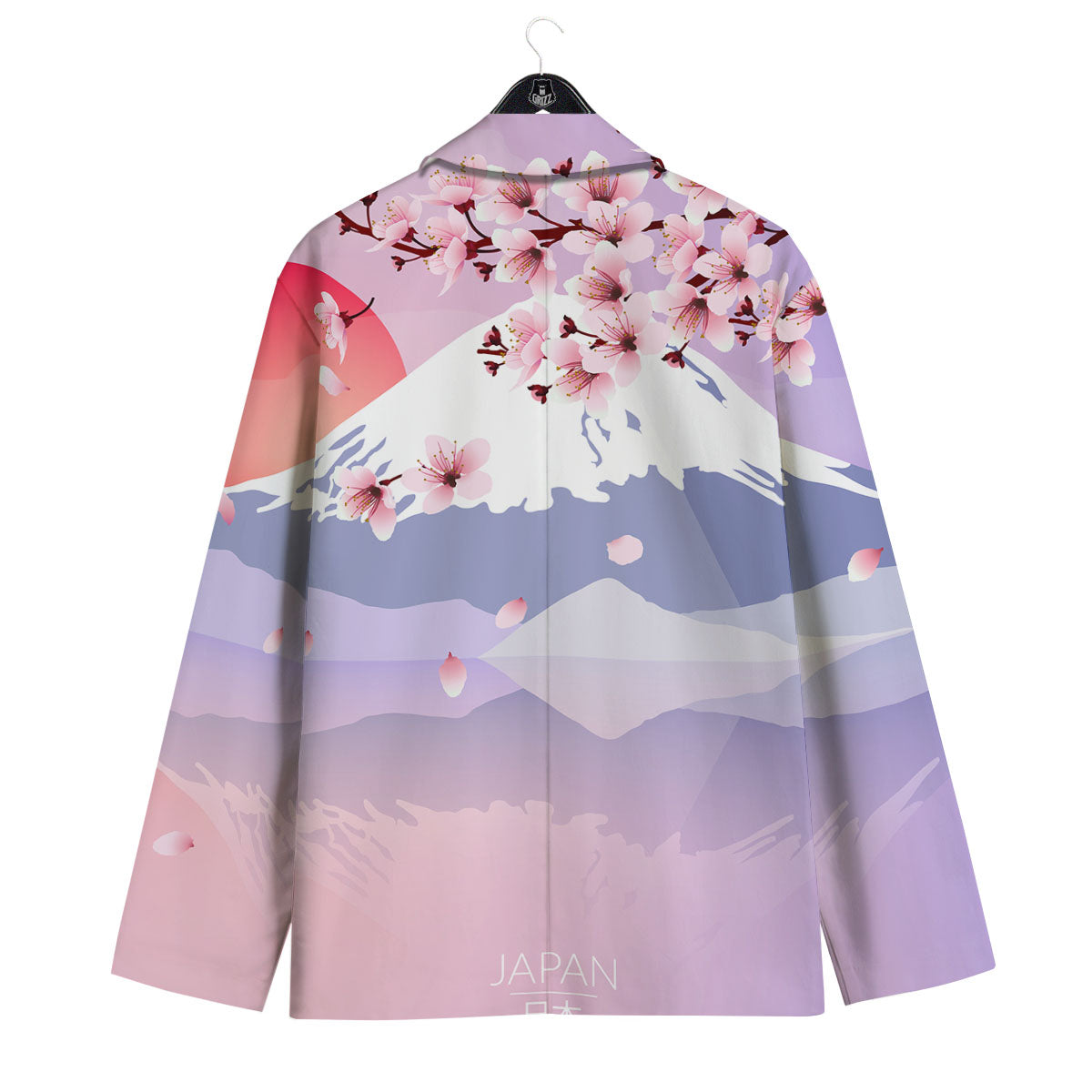 Fuji Mount And Cherry Blossom Print Men's Sport Coat-grizzshop